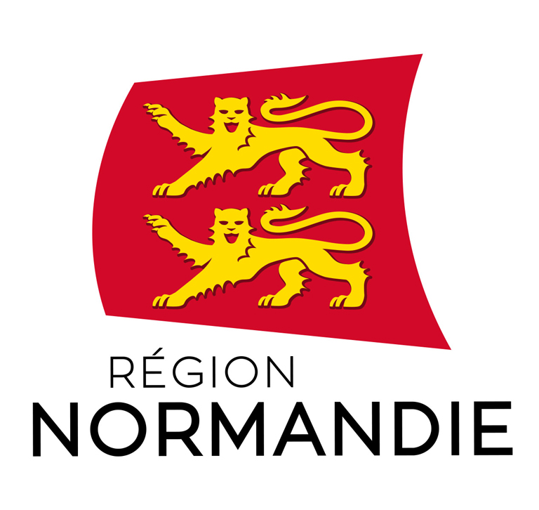 Logo of Région Normandy: Two yellow lions on red flag